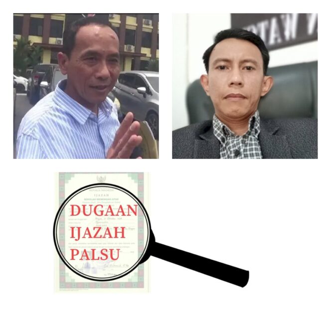 
					Keterangan gambar dari kiri atas: Kadis Pendidikan Lampung Timur, Ketua LCW Lampung, ilustrasi ijazah palsu